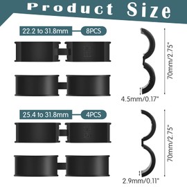 12pcs Bicycle Handlebar Shim Rubber Gasket 22.2/25.4mm to 31.8mm Bicycle Handlebar Shim Spacer Reliable Lightweight Non-Slip Handlebar Adapter Stem Reducer