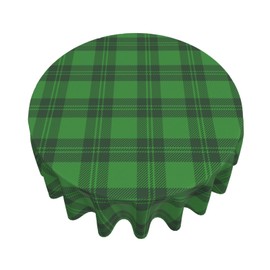 BETGINY Checkered St.Patrick's Day Tablecloth Round 60 Inch,Green Plaid Table Cloth,Stain Resistance Polyester Spring Table Covers for Kitchen Dining,Small Tablecloth for Parties Picnic