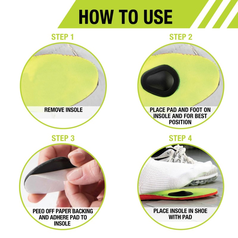 Pro-Tec Athletics Premium Metatarsal Pads (Pair), Large, Black