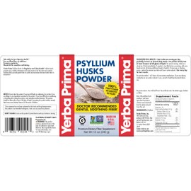 Yerba Prima Psyllium Husks Powder - 12 oz (Pack of 4) - Natural Fiber Supplement - Colon Cleanse - Gut Health - Vegan, Non-GMO, Gluten-Free (New Label - Packaging May Vary)