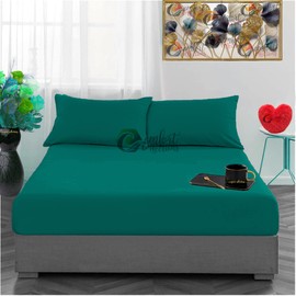 Flannelette Fitted Bed Sheet 100% Brushed Cotton or Matching Pillowcase Cover Teal Double 137cm x 190cm Approx.