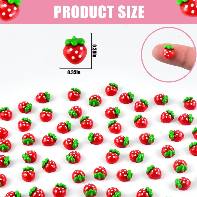 60 Pieces Tiny Strawberry for Dollhouse Miniatures Resin Food for