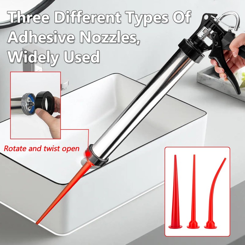 手持コーキングガン糊口延長管、3本、赤色、曲げ