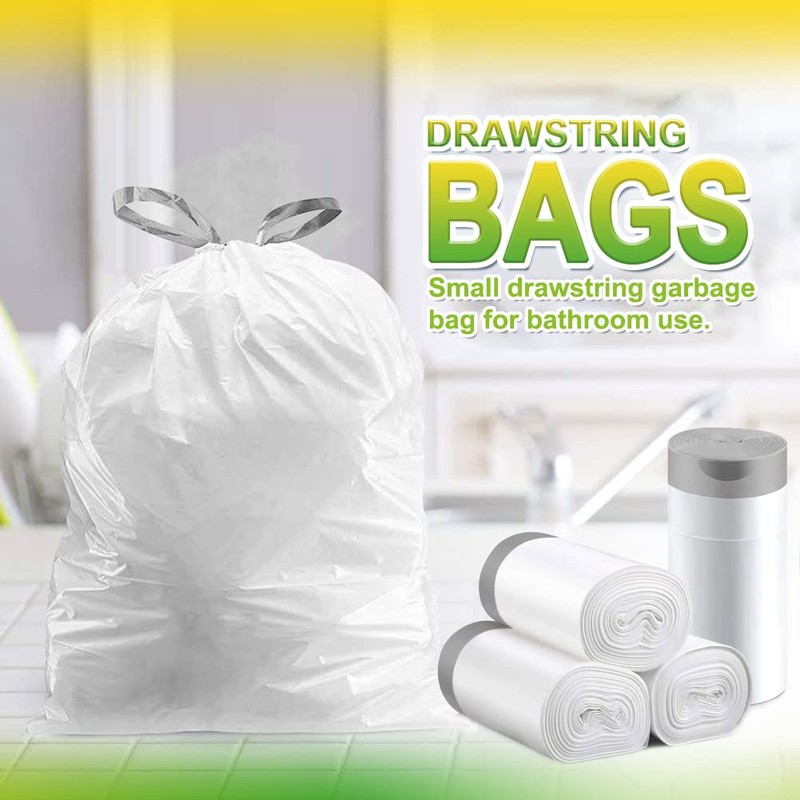 Bin Bags 20L with Drawstring Tie Handle,AOSULI White Bin Liners/Strong