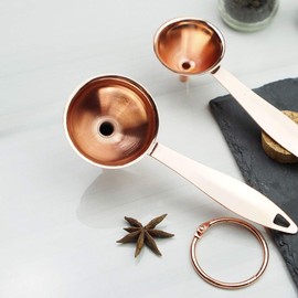 Set of 3 Stainless Steel Funnels with Long Handles Filling Funnel Kitchen Funnels Use for Transferring Oils Liquid Dry Ingredients Powder, Rose-Gold