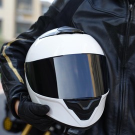 JQF Gear Motorcycle Helmets Full Face WS-611 Street Bike Motorbike Helmet for Adults Men Women DOT Approved (Gloss White, XL)