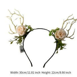 Dickly Light up Antlers Flowers Headband LED Lovely Hair Hoop for Cosplay Birthday Gift