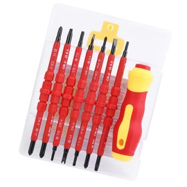 8Pcs Insulated Screwdriver Set, 14 in 1 Magnetic Repair Screwdriver 500V Insulated Handle with Double Head Blades for Electrician
