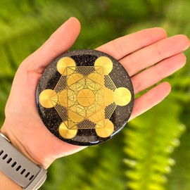 [ LAO ] Orgonite Charger with METATRON'S CUBE – Handmade with Quartz, Shungite & Black Tourmaline for Protection, Healing & Spiritual Awakening | La Alquimia Orgónica (LAO)