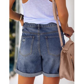 Roskiky Womens Jean Shorts High Waisted Jean Shorts Women Reef Blue S