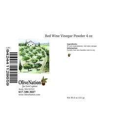 OliveNation Red Wine Vinegar Powder, Tangy Seasoning for Cooking, Baking, Dressings, Dusting Powder, Non-GMO, Gluten Free, Vegan - 4 ounces