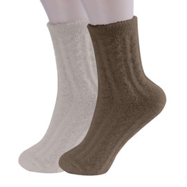 EdgeVibe Womens Fleece Slipper Crew Socks Casual Knit Winter Warm Socks 2 Pairs
