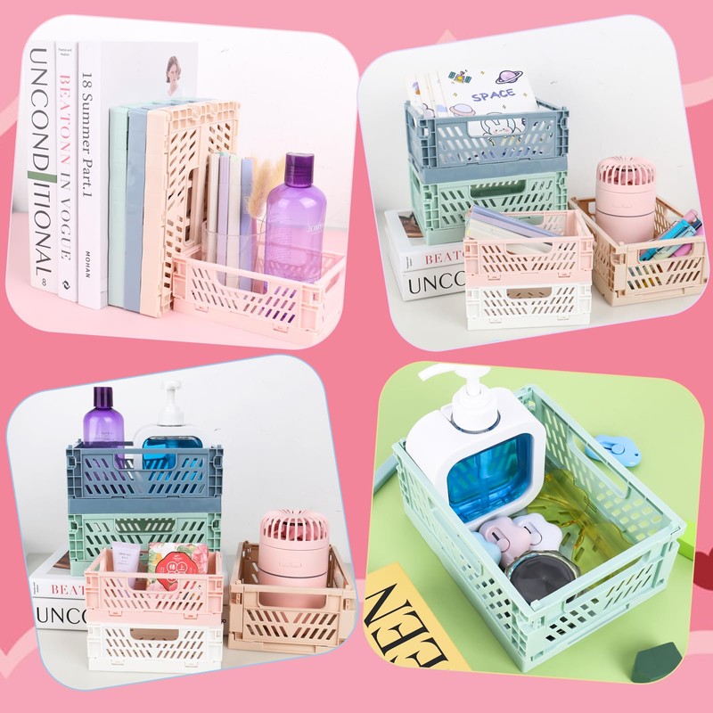 DMJJSD Folding Box Plastic Folding Basket Pack of 5 Folding