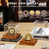 JupDec Coin Display Case, Clear Acrylic Showcase with Wood Base