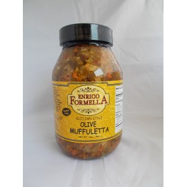 Enrico Formella Hot Muffuletta Salad - Gluten Free Italian Olive Mix - New Orleans Style Sicilian Sandwich Spread, 32oz.