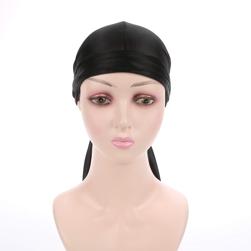 Fxhixiy Satin Silk Extra Long-Tail Durag Headwraps Pirate Cap Bandana
