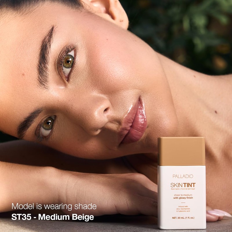 Palladio Skin Tint Foundation con Ácido Hialurónico, Niacinamida y Aloe,