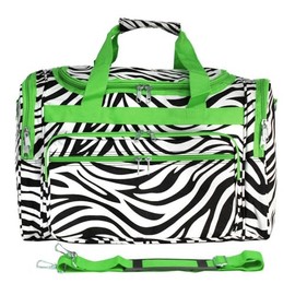 World Traveler Animal Prints 19-inch Duffel Bag, Green Trim Zebr