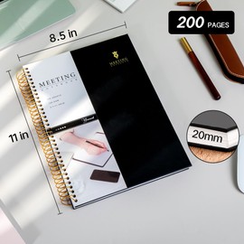 Meeting Notebook for Work with Action Items A4 Hardcover Spiral Meeting Planner for Office Business Meeting Work Notes Notebooks for Note Taking Professional Meeting Notebooks for Women Men, Black