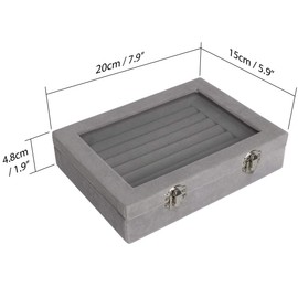 iGadgitz Home U6997 - Velvety Lined Ring Box Ring Box Ring Display Jewellery Box - Rings, Earrings, Cufflinks - Grey - Medium