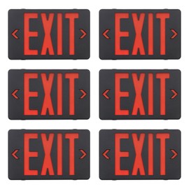 GZRUIYANG Red Exit Sign with Black Housing, LED Emergency Exit Light with Battery Backup, UL Listed, AC 120/277V, Exit Signs with Emergency Lights, Commercial Emergency Lights for Business - 6 Pack