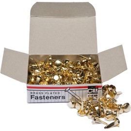 Charles Leonard Inc. Brass Plated Round Head Fasteners, 0.38 Inch Shank, 8 Mm Head, 10 Boxes of 100 Each (1R,Bp)