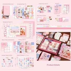 Juego de Suministros para Álbumes de Recortes 155 Piezas, Álbumes de Recortes Clásico de DIY con Cuaderno A6 Regalo Estético de Bricolaje para Niñas Adolescentes y Mujeres Adultas