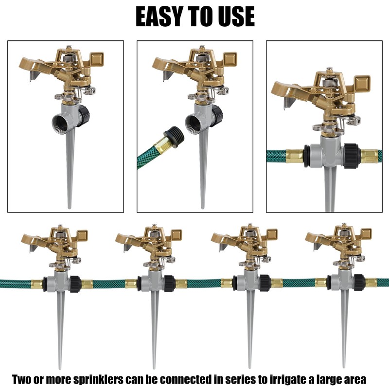 Biswing 2 Pack Impact Sprinklers with Stand (Spike), Heavy Duty
