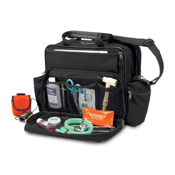 Hopkins Medical Products Home Health Shoulder Bag, 600D Waterproof Exterior, Large Storage Compartments, Removable Adjustable Shoulder Strap, 14x11.5x8 Inches