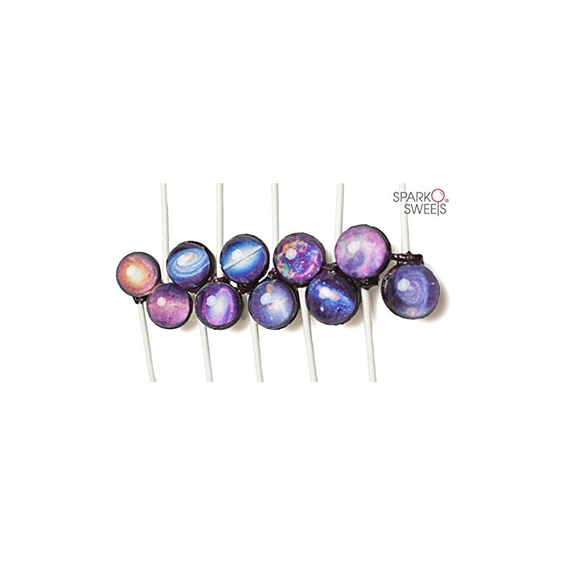 Sparko Sweets Galaxy Lollipops, Galactic Designs, White Peach Flavor, 10