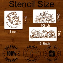 Mushrooms Stencils for Crafts Flower Stencils Wildflower Stencils Reusable Mushroom Stencil Drawing Templates for Painting on Wood Fabric Wall Art Furniture Decor