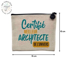 Linen Bag - Certified Best Colleague Family Mum Party Celebration Idea - Linen Look Cosmetic Bag - Toiletry Bag - Purse, Architect - H, Cosmetic bag