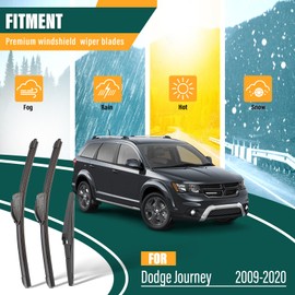 KVQ Windshield Wiper Blades Replacement for Dodge Journey 2009-2015 2016 2017 2018 2019 2020,Original Equipment Replacement Front Rear Wiper Blade Set - 24" 19" 12" (Set of 3)