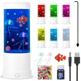 Vicloon Jellyfish Lamp Lava Lamp, Aquarium Sensory Lights with 7 Change Colours Modes, USB Table Lamp for Bedroom Home Office Decor, Jelly Fish Light Lamp Gifts for Kids and Adults