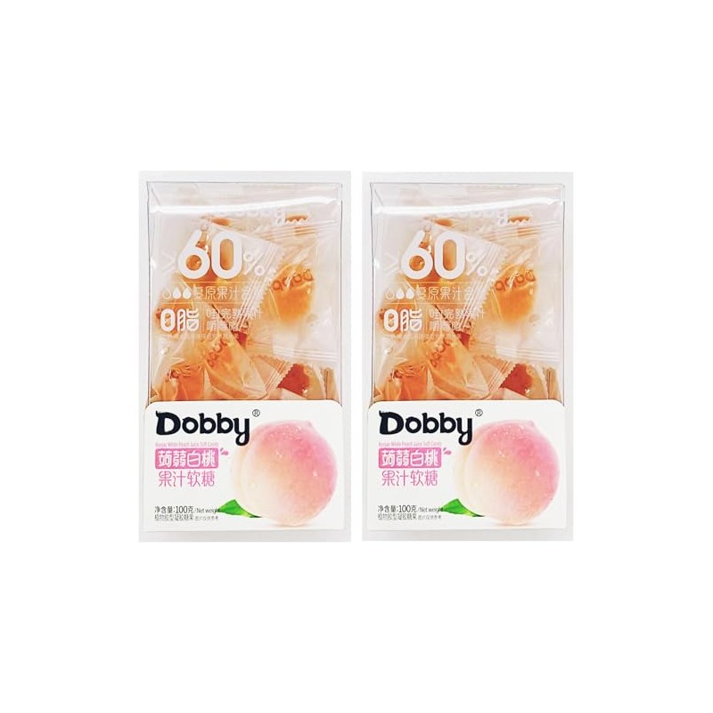 White Peach Konjac Juice Soft Candy, 100g, 2 Pack