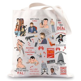 G2TUP 80s Christmas Movie Classic Gift Shoulder Bag Happy Trails Hans Movie Quote Reusable Tote Bag (Diehard Tote Bag)