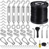 BLIKA String Light Hanging Kits, 170FT Coated Stainless Steel 304