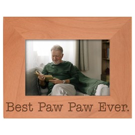 ThisWear Birthday Gift for Grandpa Best Paw Paw Ever Natural Wood Engraved 4x6 Landscape Picture Frame Wood