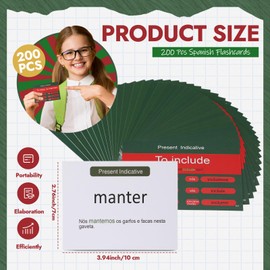 Resurhang 200 Pcs Portuguese Flashcards Portuguese Verb Conjugation Present Tense Flash Cards English Portuguese Flash Cards for Adults Kids Study