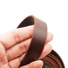 CRAFTMEMORE 2 Meters (78") Genuine Leather Strap Quality Cowhide Flat Leather for Lacing String DIY Bracelet Purse Strap (Brown, 20mm (3/4"))