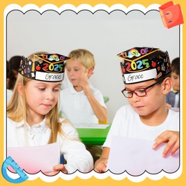 Gilprop 42 Pcs Preschool Graduation Caps for Kids Adjustable Kindergarten Graduation Hats Class of 2025 Preschool Graduation Cap Decorations Graduation Crown Headbands for Kids Student Gifts