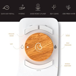 Boss Bidet Revolution Cool Water. Bidet attachment for toilet. Luxury design, bathroom bidet sprayer for toilet, auto shut off, non electric, dual nozzle, feminine wash, self cleaning. Bali Bamboo.