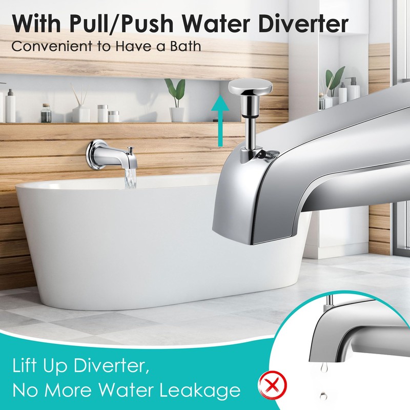Enhon Chrome Universal Bathroom Tub Spout with Metal Tub Spout