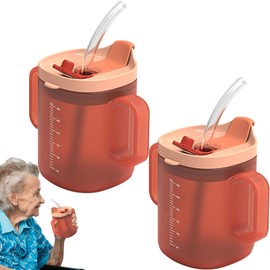 300ml Elderly Spill Proof Cups - 1/2pc Unspillable Cup With 2 Handles | Elderly Drinking Cup | Feeding Cup With Lid And Straw | Adult Sippy Cups For The Elderly Non Spill | Drinking Cup For Elderly M