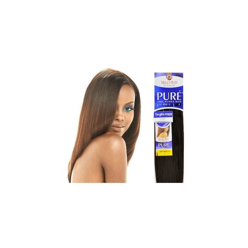 MilkyWay Human Hair Weave Pure Yaki [12"] #1b