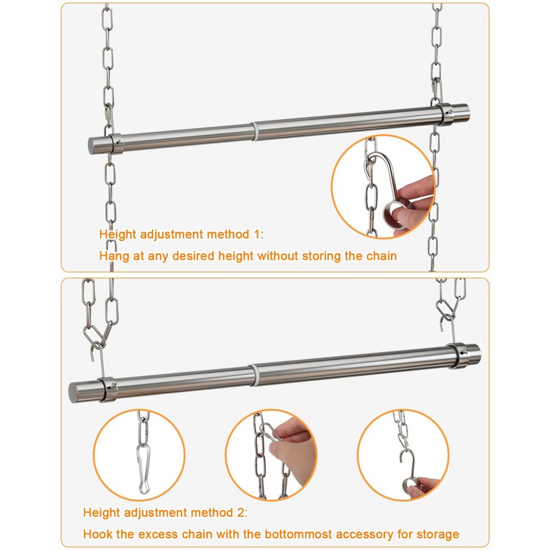 Hanging Closet Rod, Adjustable Width and Height Closet Rods Extender,