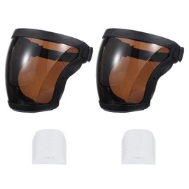 MECCANIXITY Black Full Safety Face Shields, Anti Fogging Full Safety Face Protection Transparent Face Shield for Welding with Adjustable Band & 2Pcs Dark Brown Lens & 20Pcs Filter Gaskets