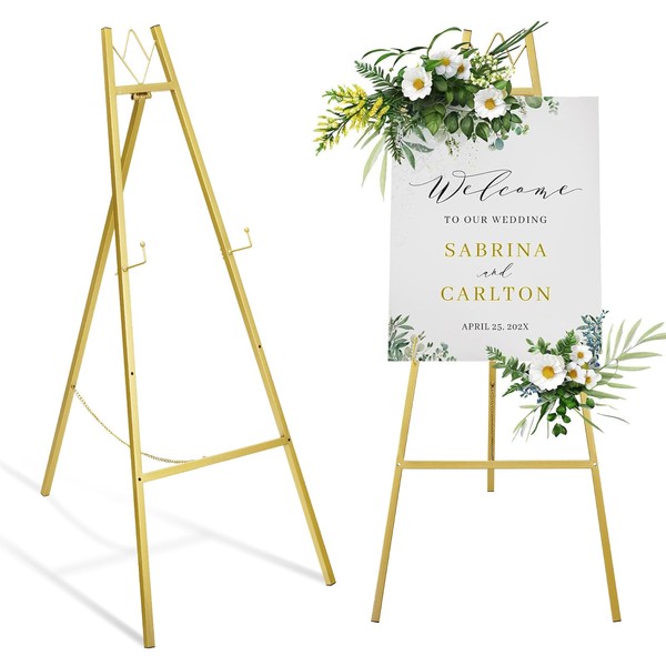 GRENTY Gold Easel Stand for Wedding Signs – No Assembly