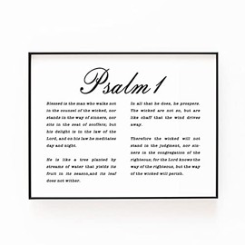 Blessed is the Man Quote from Psalm 1 - Christian Housewarming Gift - Psalms Scripture Print Wall Art Unframed (11x14nches)