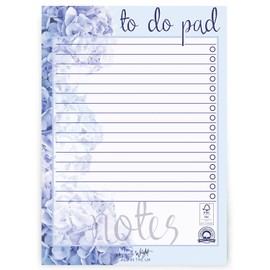 Ashton and Wright - Daily to do Pad – A5 Floral Desk Planner Organiser – 60 Sheets - 80 GSM (Blue Hydrangea)